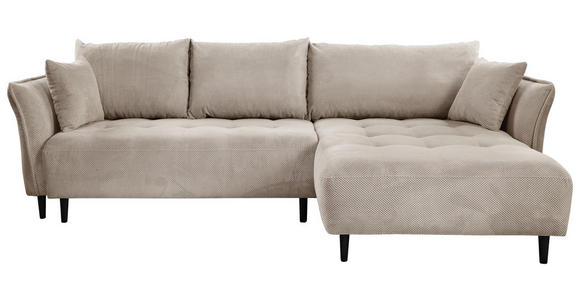 ECKSOFA  in Chenille Creme  - Creme/Schwarz, KONVENTIONELL, Holz/Textil (290/160cm) - Carryhome