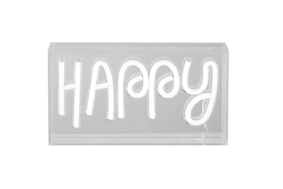 LED-DEKOLEUCHTE Happy 23/4/12,7 cm  - Transparent/Weiß, LIFESTYLE, Kunststoff (23/4/12,7cm) - Novel