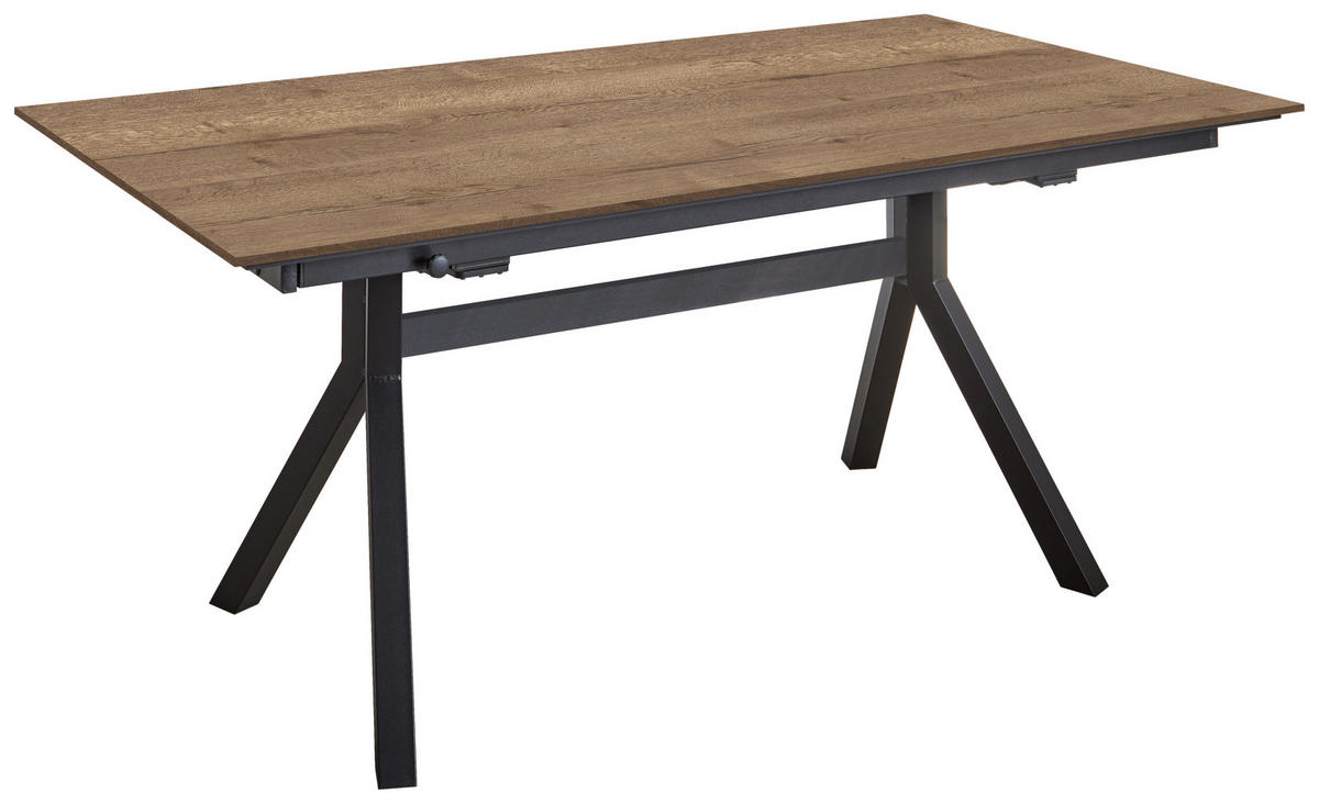 ESSTISCH rechteckig Schwarz, Eiche dunkel  - Eiche dunkel/Schwarz, Basics, Holzwerkstoff/Metall (160/95/76cm) - Celina Home