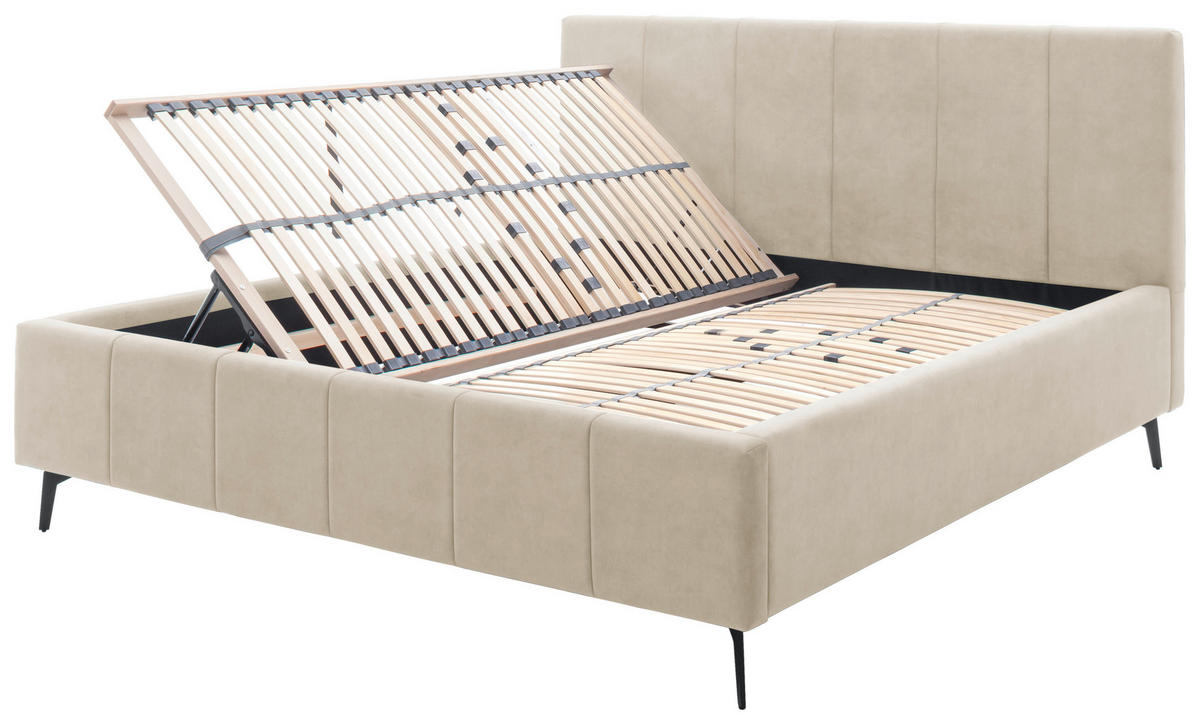 POLSTERBETT 180/200 cm  in Beige  - Weiss/Birkefarben, Konventionell, Holz/Textil (180/200cm) - Boxxx