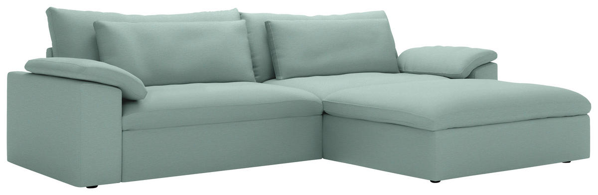 ECKSOFA  Chenille Mintgrün  - Schwarz/Mintgrün, Modern, Kunststoff/Textil (306/198cm) - Carryhome