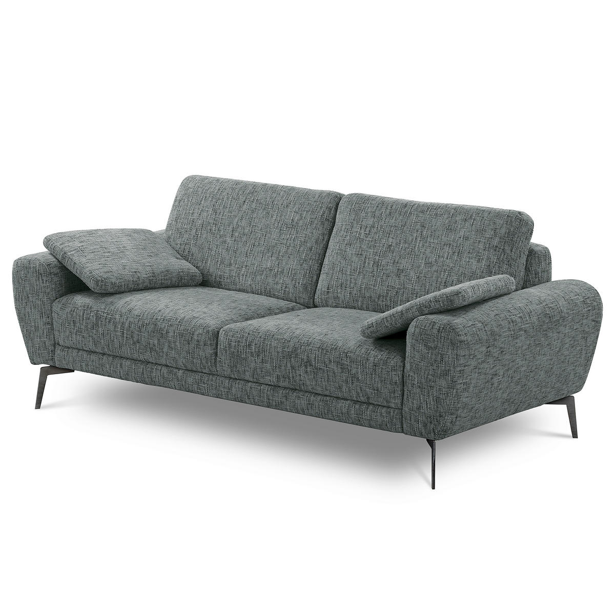 3-SITZER-SOFA Webstoff Anthrazit  - Anthrazit/Schwarz, Design, Textil/Metall (187/85/92cm) - Livetastic