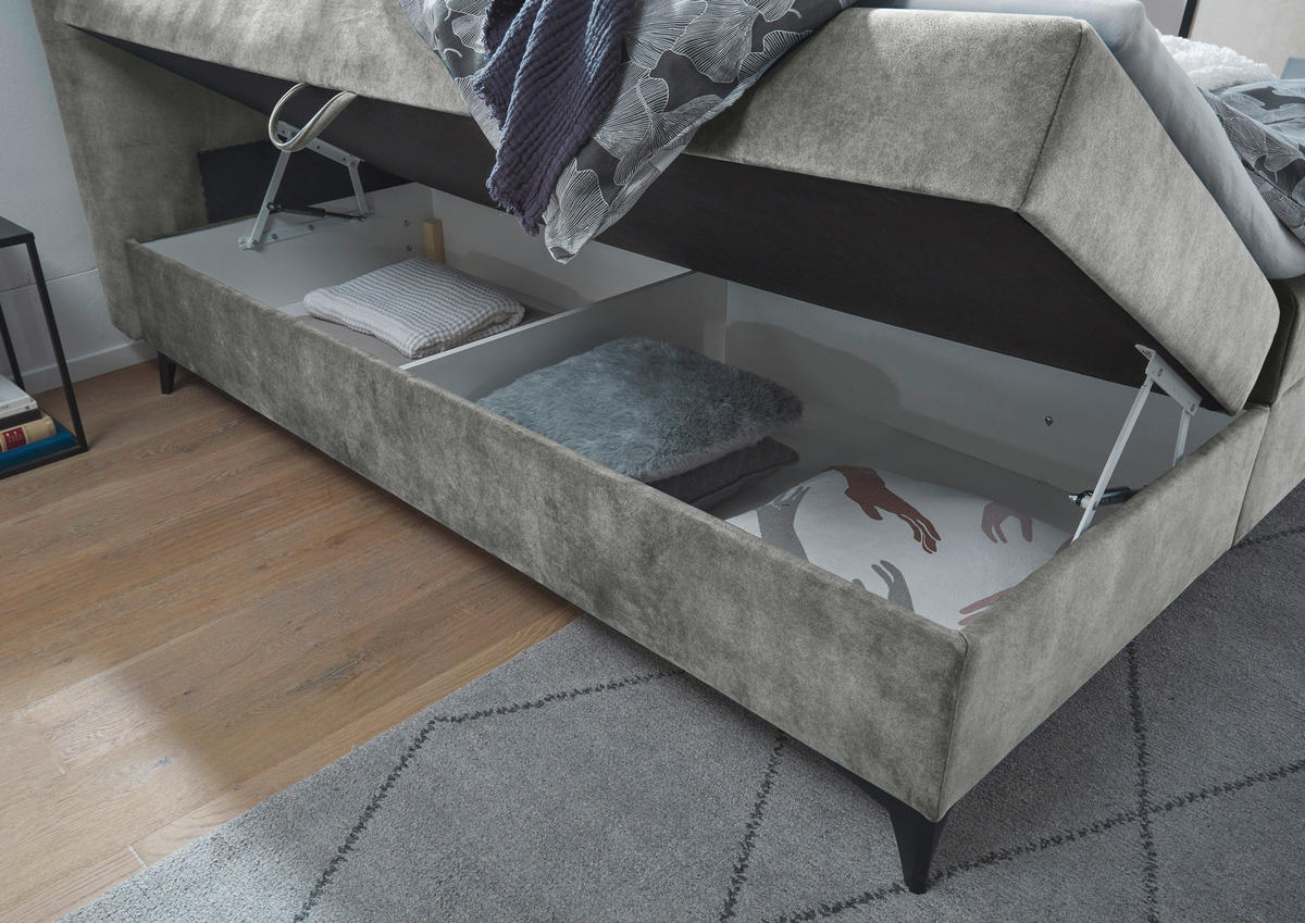 BOX-ÁGY 180/200 cm  szürke  - fekete/szürke, Modern, műanyag/faalapú anyag (180/200cm) - MID.YOU