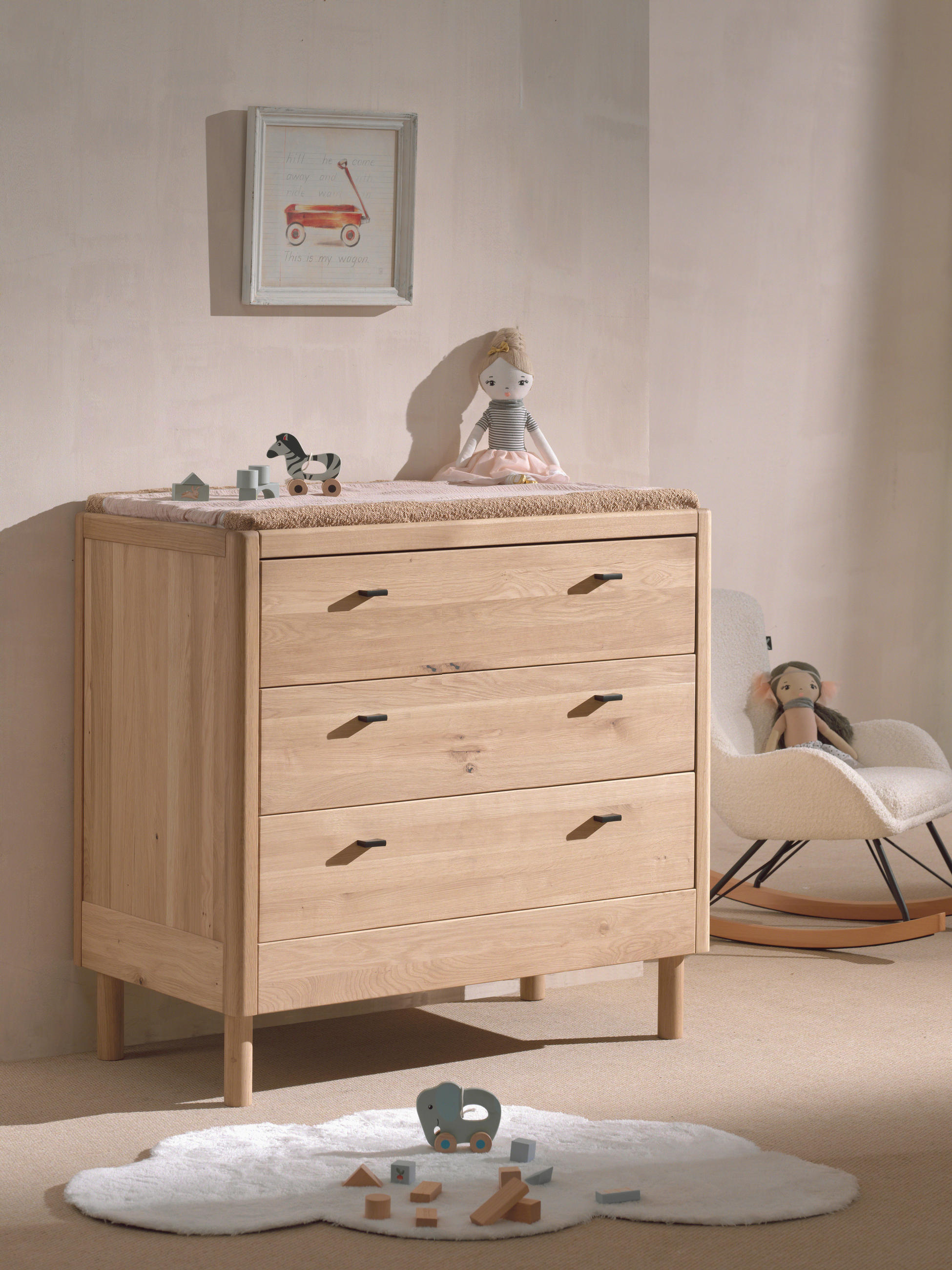 WICKELKOMMODE Eichefarben  - Eichefarben/Schwarz, MODERN, Holz/Metall (100/95/55cm) - MID.YOU