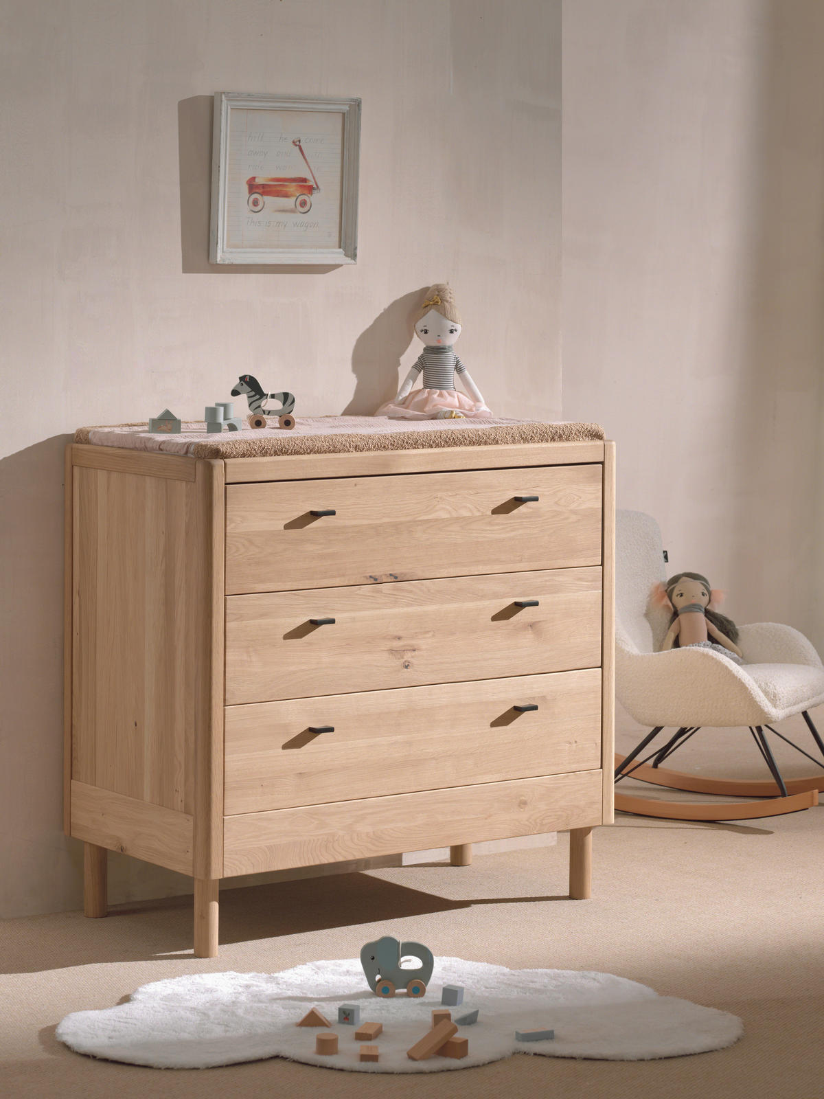 WICKELKOMMODE Eichefarben  - Eichefarben/Schwarz, MODERN, Holz/Metall (100/95/55cm) - MID.YOU