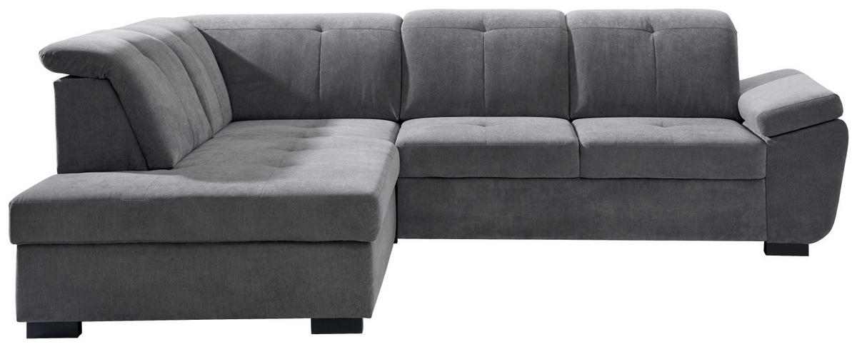 ECKSOFA in Webstoff Grau  - Schwarz/Grau, Konventionell, Holz/Textil (202/280cm) - Livetastic