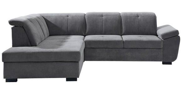 ECKSOFA in Webstoff Grau  - Schwarz/Grau, KONVENTIONELL, Holz/Textil (202/280cm) - Xora