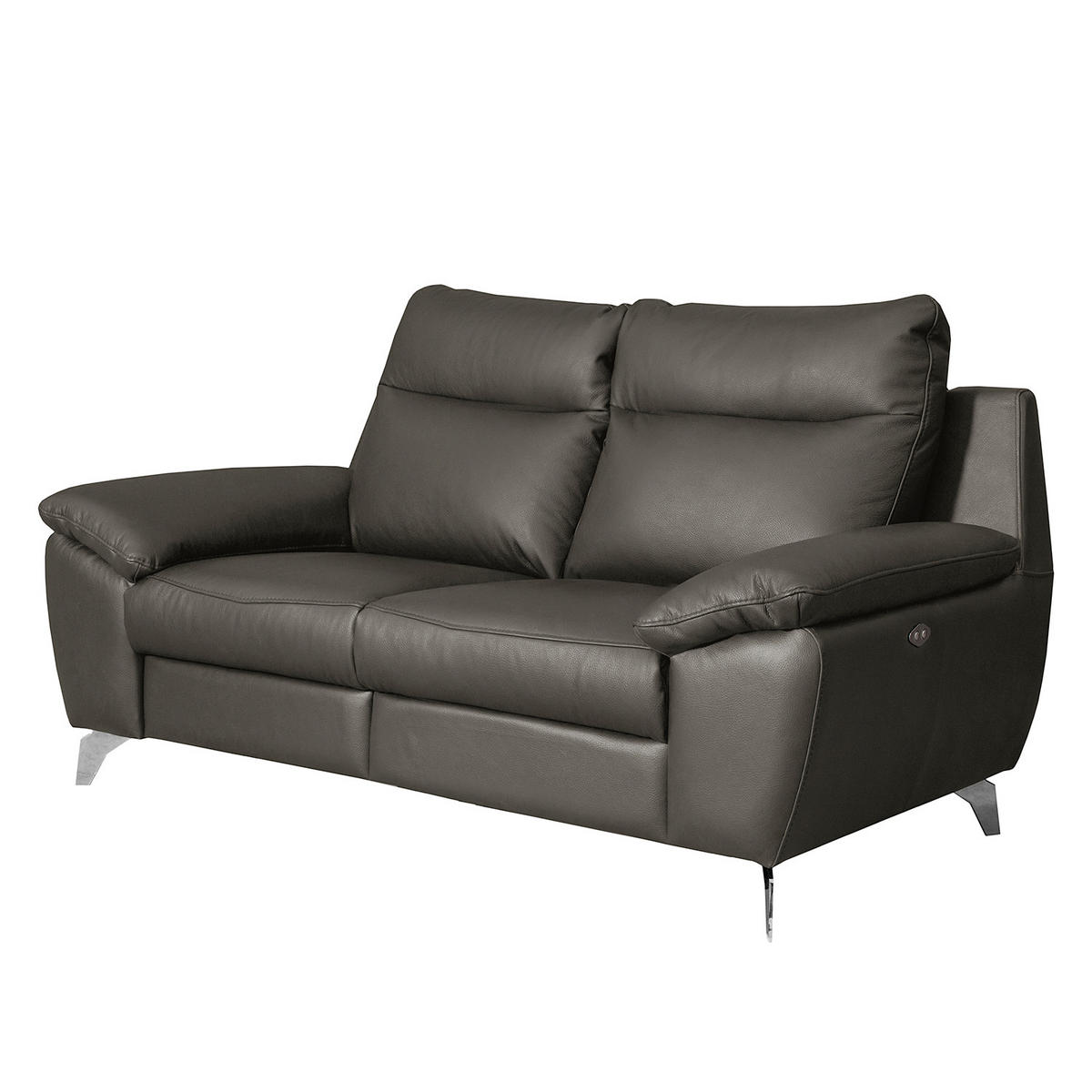 2-SITZER-SOFA 178/95/96 cm PERLE in Echtleder Anthrazit   - Chromfarben/Anthrazit, Design, Leder/Metall (178/95/96cm) - Livetastic