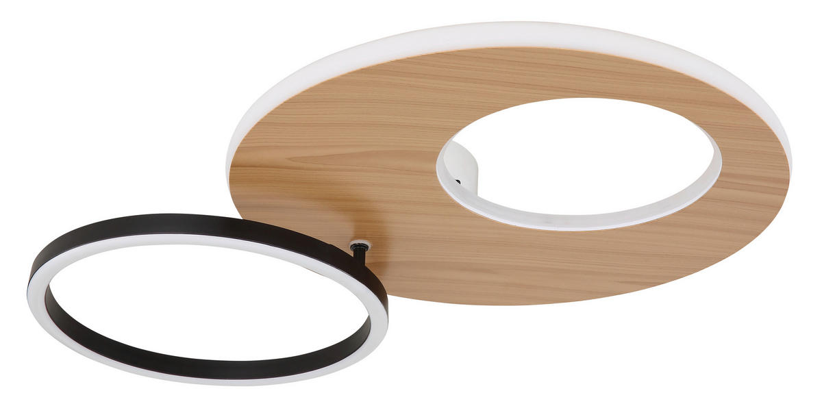 LED-DECKENLEUCHTE 61,2/40/10,5 cm   - Dunkelbraun/Opal, Design, Holzwerkstoff/Kunststoff (61,2/40/10,5cm) - Globo