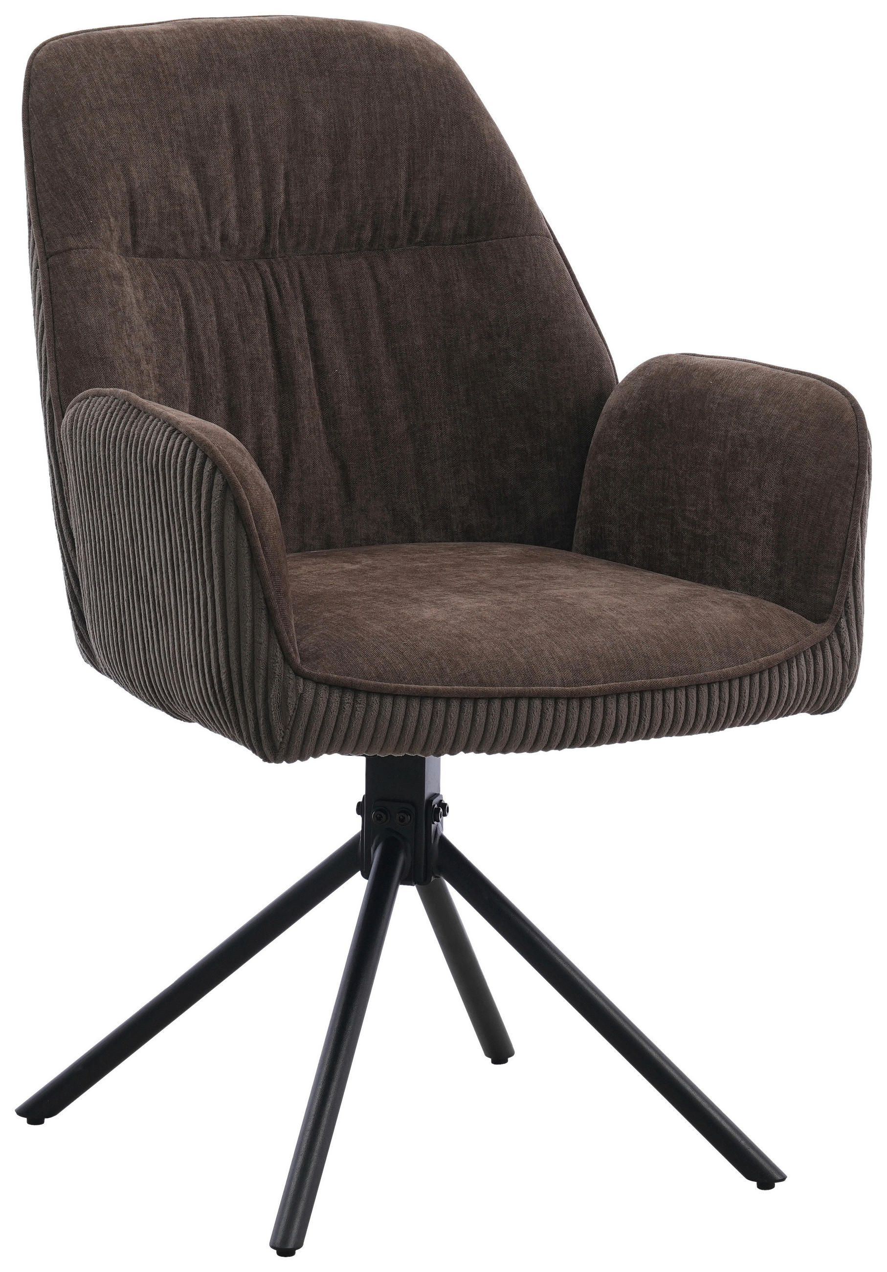 ARMLEHNSTUHL  Sitzfläche 180° drehbar Mikrofaser  Braun, Schwarz, Dunkelbraun  - Dunkelbraun/Schwarz, MODERN, Textil/Metall (60/89/65cm) - Livetastic