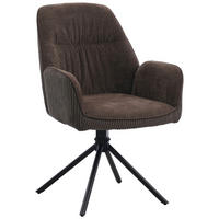 ARMLEHNSTUHL  Sitzfläche 180° drehbar Mikrofaser  Braun, Schwarz, Dunkelbraun  - Dunkelbraun/Schwarz, MODERN, Textil/Metall (60/89/65cm) - Livetastic