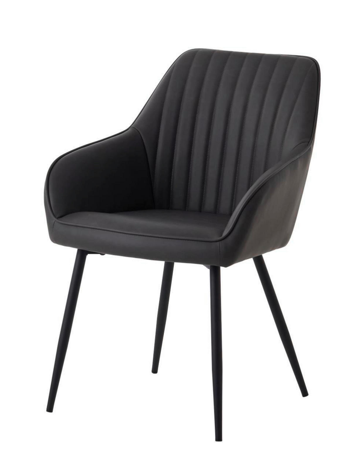 ARMLEHNSTUHL-SET 2 Stück  in Lederlook  - Dunkelgrau/Schwarz, MODERN, Textil/Metall (58/84/59,5cm) - Livetastic