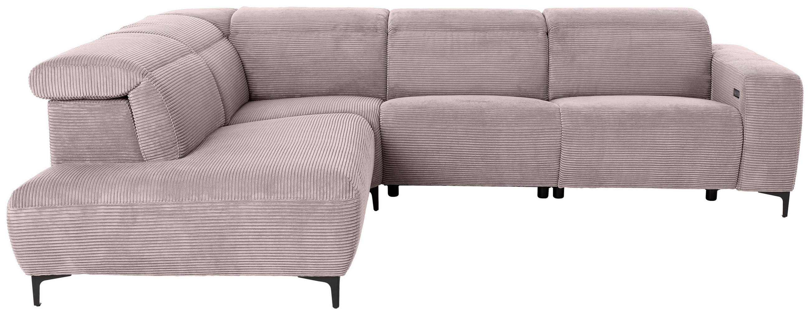 ECKSOFA Rosa Kord  - Schwarz/Rosa, Design (223/290cm) - Pure Home Lifestyle