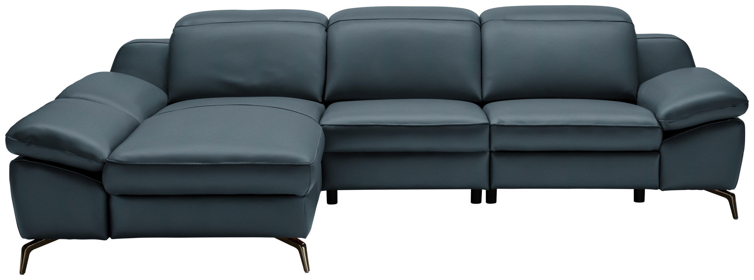 ECKSOFA in Echtleder Dunkelblau  183/286 cm  - Schwarz/Dunkelblau, Design, Leder/Metall (183/286cm) - Celina Home