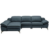 ECKSOFA in Echtleder Dunkelblau  183/286 cm  - Schwarz/Dunkelblau, Design, Leder/Metall (183/286cm) - Celina Home