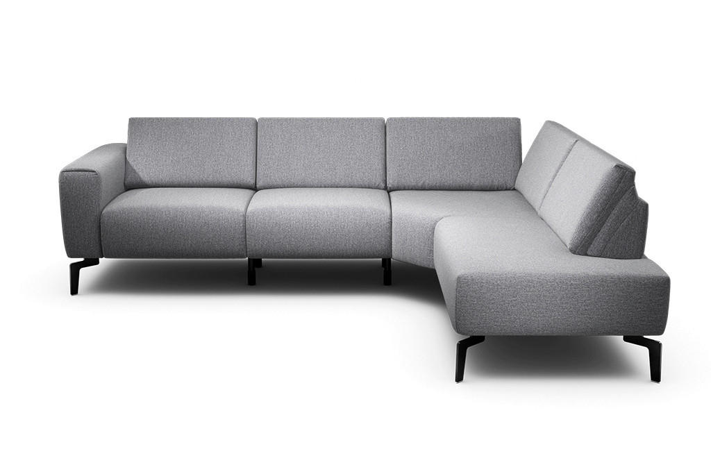 ECKSOFA Cosy Anthrazit Samt  - Anthrazit/Schwarz, Design, Textil/Metall (256/193cm) - SENSOO
