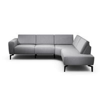 ECKSOFA Cosy Anthrazit Samt  - Anthrazit/Schwarz, Design, Textil/Metall (256/193cm) - SENSOO