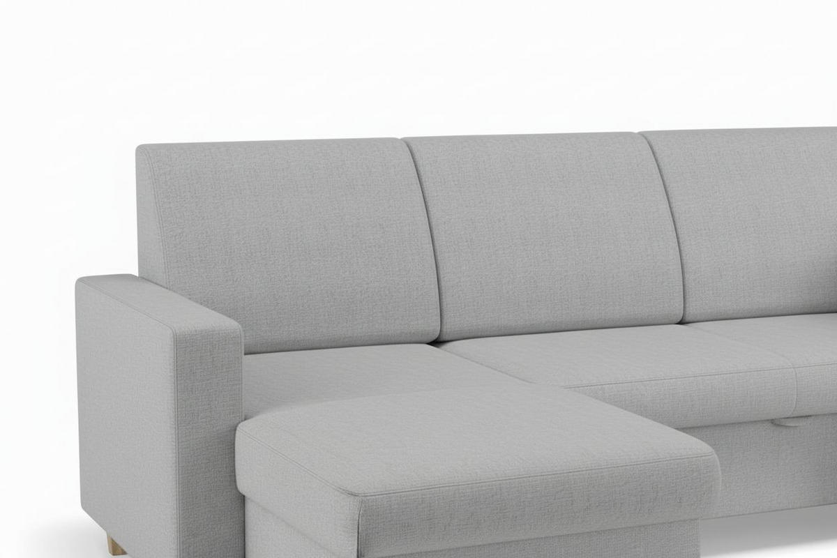 WOHNLANDSCHAFT Bouclé Hellgrau  - Buchefarben/Hellgrau, Design, Holz/Holzwerkstoff (310/160/145cm) - MID.YOU