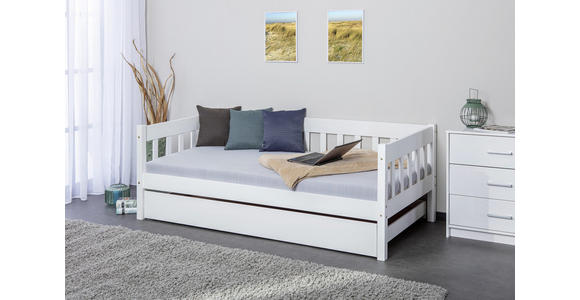 BETT Kiefer massiv 90/200 cm Weiß  - Weiß, KONVENTIONELL, Holz (90/200cm) - Carryhome