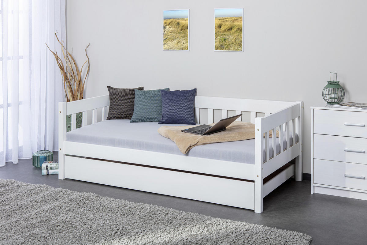 POSTEĽ, 90/200 cm biela - biela, Konventionell, drevo (90/200cm) - Carryhome