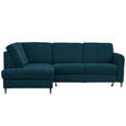 ECKSOFA in Chenille Petrol  - Petrol/Schwarz, MODERN, Holz/Textil (184/241cm) - Carryhome