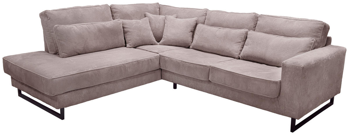 ECKSOFA ICON Cappuccino Cord Zierkissen, Rückenkissen, Nierenkissen  - Schwarz/Cappuccino, KONVENTIONELL, Textil/Metall (284/253cm) - Livetastic