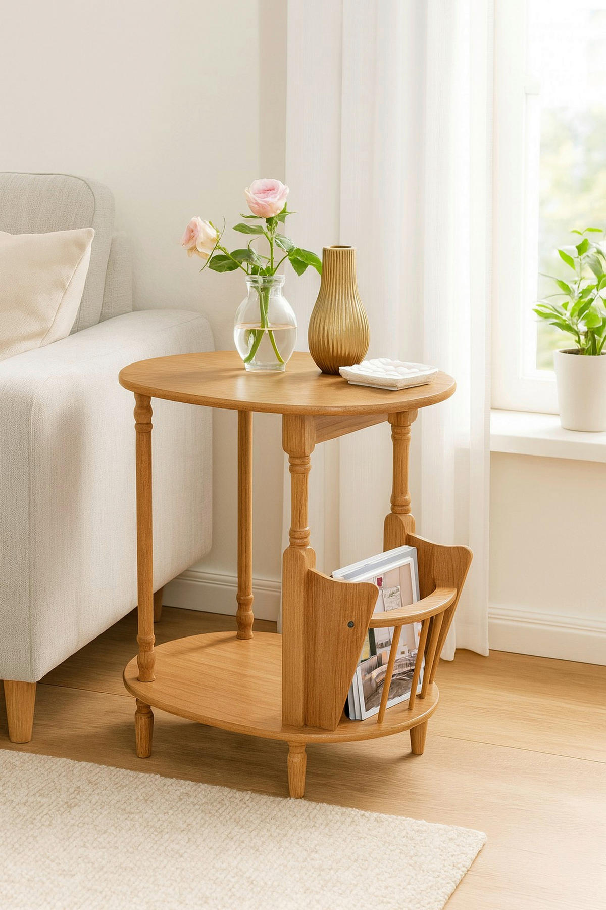 BEISTELLTISCH 38/48/56 cm Pinie massiv Eichefarben  - Eichefarben, KONVENTIONELL, Holz/Holzwerkstoff (38/48/56cm) - MID.YOU