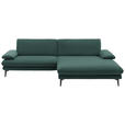 ECKSOFA  in Velours Blau, Grün  284/184 cm  - Blau/Schwarz, Design, Textil/Metall (284/184cm) - Dieter Knoll