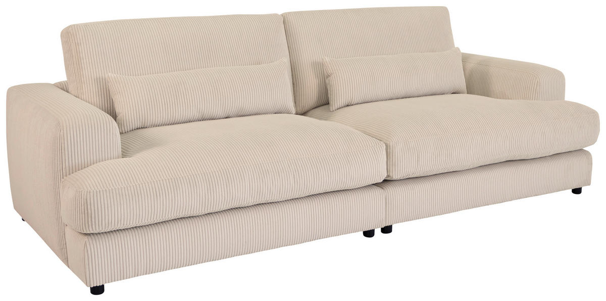 MEGASOFA Cord Hellbraun  - Hellbraun/Schwarz, MODERN, Kunststoff/Textil (260/85/112cm) - Lomoco