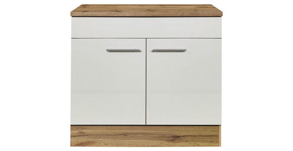 SPÜLENUNTERSCHRANK - Eichefarben/Silberfarben, KONVENTIONELL, Holzwerkstoff/Metall (100/90/60cm) - Xora