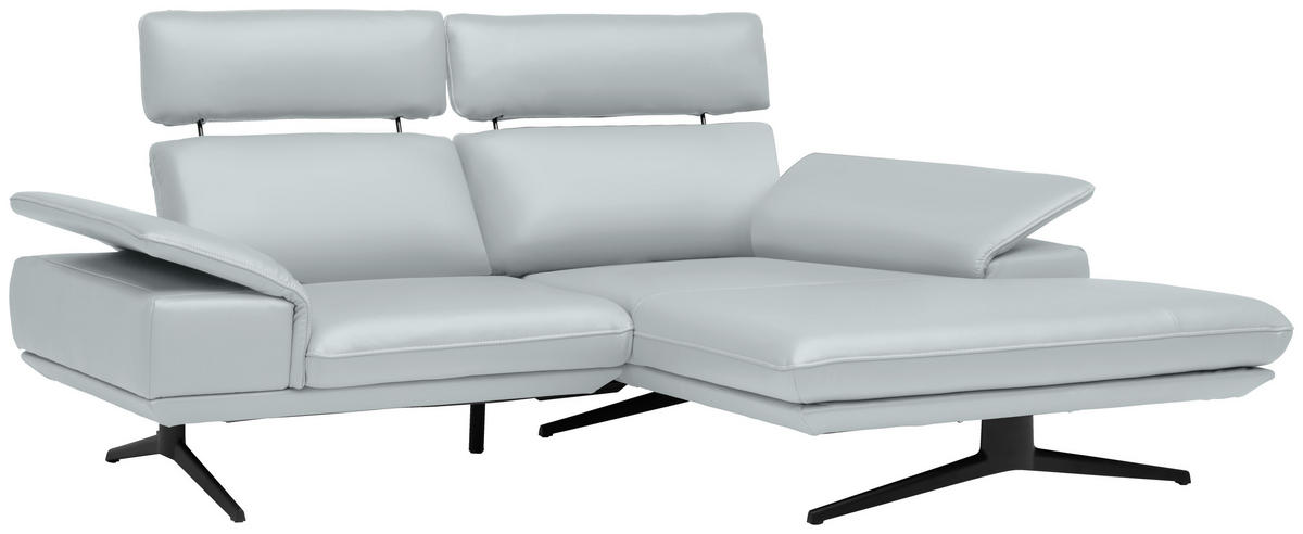 ECKSOFA in Echtleder Hellgrau  239/150 cm  - Beige/Hellgrau, Design, Leder/Metall (239/150cm) - Koinor