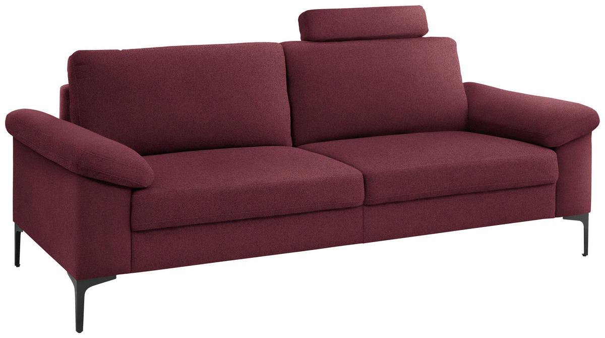3-SITZER-SOFA in Flachgewebe Rot  - Rot/Schwarz, Design, Textil/Metall (226/89/97cm) - Pure Home Lifestyle