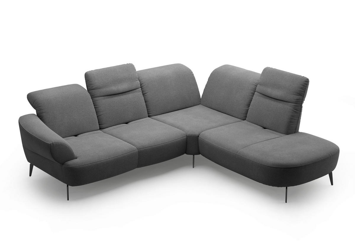 ECKSOFA DANCE E Dunkelgrau Mikrofaser  - Dunkelgrau/Schwarz, MODERN, Textil/Metall (302/270cm) - Sit & More