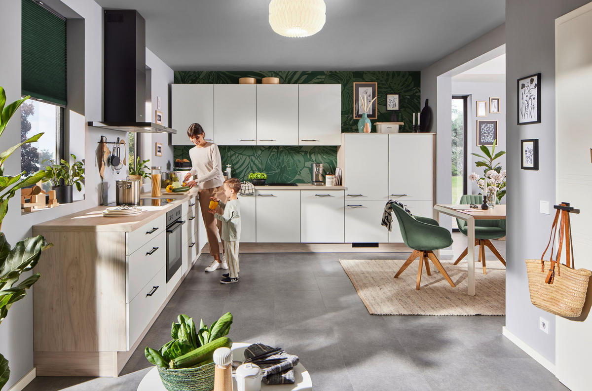 KUCHYNĚ NA MÍRU VE120 - bílá/barvy dubu, Basics, kompozitní dřevo - Venda