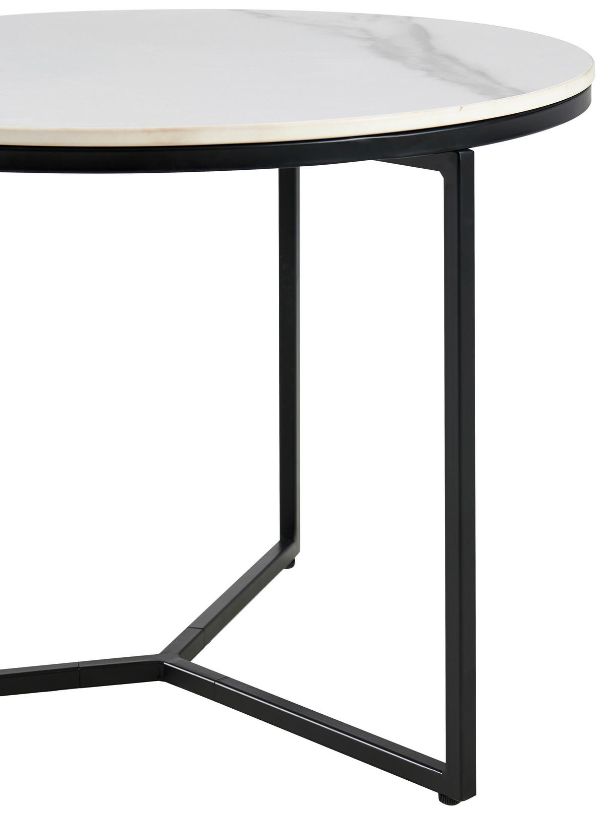 BEISTELLTISCH 60/60/45 cm Schwarz, Weiß rund  - Schwarz/Weiß, Design, Keramik/Metall (60/60/45cm) - Livetastic