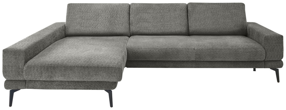 ECKSOFA Anthrazit Chenille  - Anthrazit/Schwarz, KONVENTIONELL, Textil/Metall (184/294cm) - SetOne by Musterring