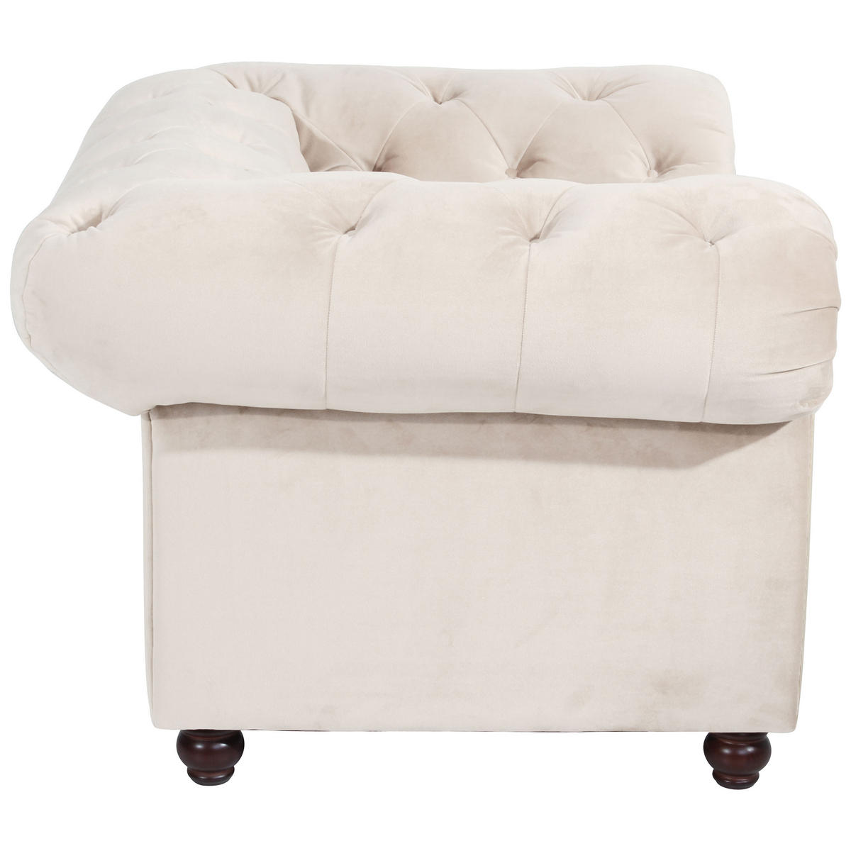 CHESTERFIELD-SESSEL Orleans Samt, Velours Creme  - Nussbaumfarben/Creme, Design, Holz/Textil (135/77/100cm) - Max Winzer
