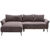 ECKSOFA Braun Chenille  - Schwarz/Braun, KONVENTIONELL, Textil/Metall (164/255cm) - Carryhome