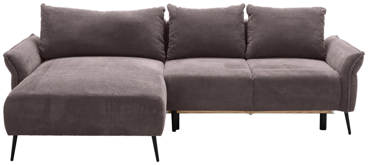 ECKSOFA Braun Chenille  - Schwarz/Braun, KONVENTIONELL, Textil/Metall (164/255cm) - Carryhome