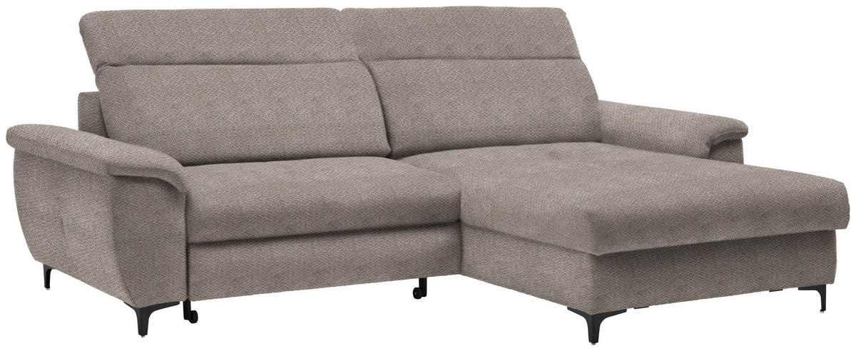 ECKSOFA in Chenille Braun  - Schwarz/Braun, Design, Textil/Metall (185/256cm) - Stylife