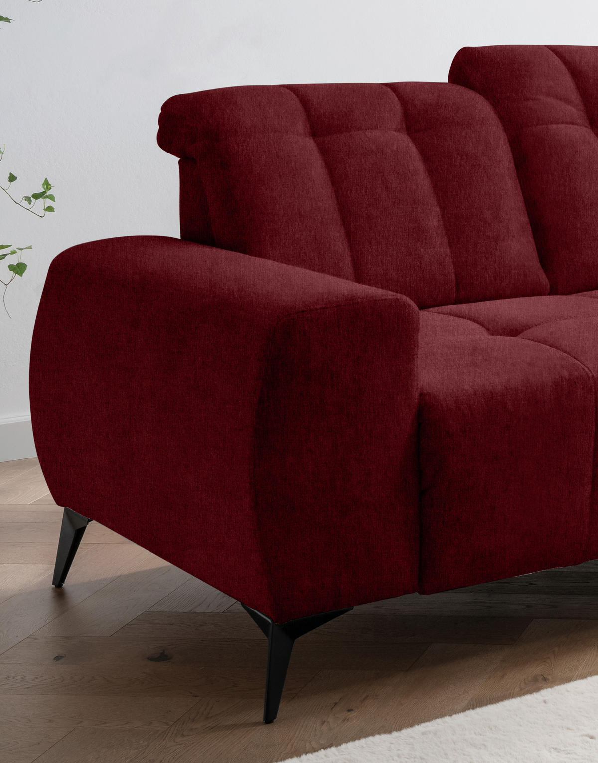 ECKSOFA in Mikrofaser Bordeaux  - Bordeaux/Schwarz, Modern, Textil/Metall (261/200cm) - Livetastic