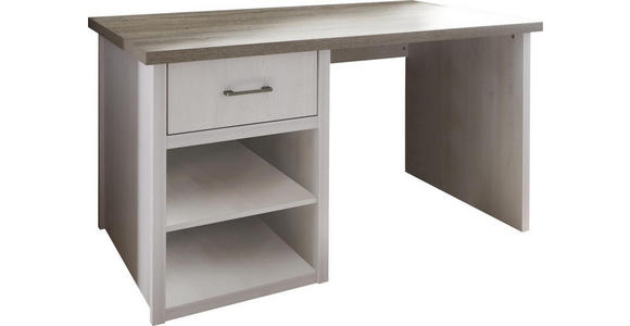 SCHREIBTISCH 141/81/77 cm in Weiß, Trüffeleichefarben - Trüffeleichefarben/Graphitfarben, LIFESTYLE, Holzwerkstoff/Metall (141/81/77cm) - Carryhome