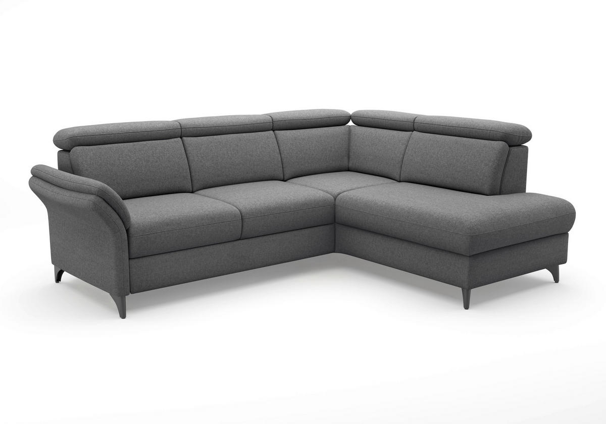 ECKSOFA Flachgewebe Dunkelgrau  - Dunkelgrau/Schwarz, Konventionell, Textil/Metall (247/193cm) - Sit & More