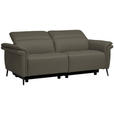 3-SITZER-SOFA  in Echtleder Grau   - Schwarz/Grau, Design, Leder/Metall (210/79/104cm) - Belluti