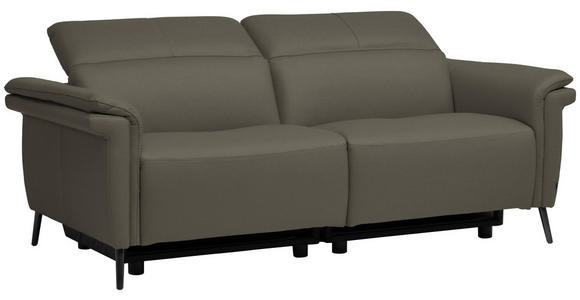 3-SITZER-SOFA  in Echtleder Grau   - Schwarz/Grau, Design, Leder/Metall (210/79/104cm) - Belluti