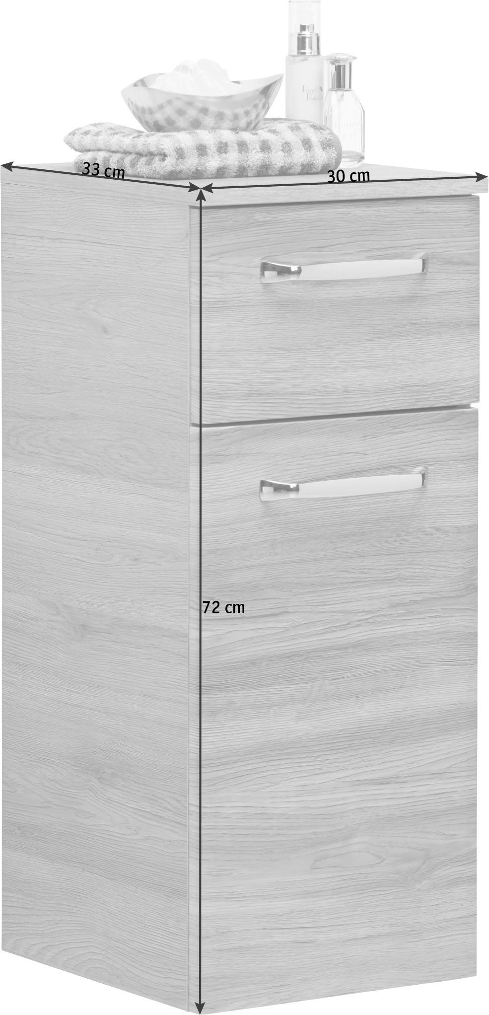 UNTERSCHRANK  - Chromfarben/Eichefarben, Design, Glas/Holzwerkstoff (30/72/33cm) - Xora
