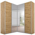 ECKKLEIDERSCHRANK 181/187/229/53,8 cm  - Alufarben/Eiche Artisan, KONVENTIONELL, Glas/Holzwerkstoff (181/187/229/53,8cm) - Xora