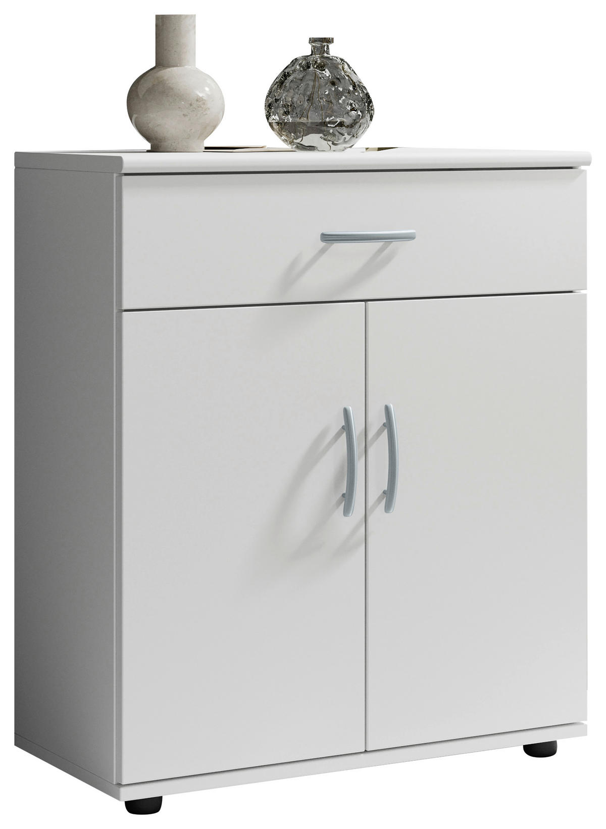 KOMODA   60/70/30 cm   bijela  - bijela/srebrne boje, Konvencionalno, drvni materijal/plastika (60/70/30cm) - Carryhome