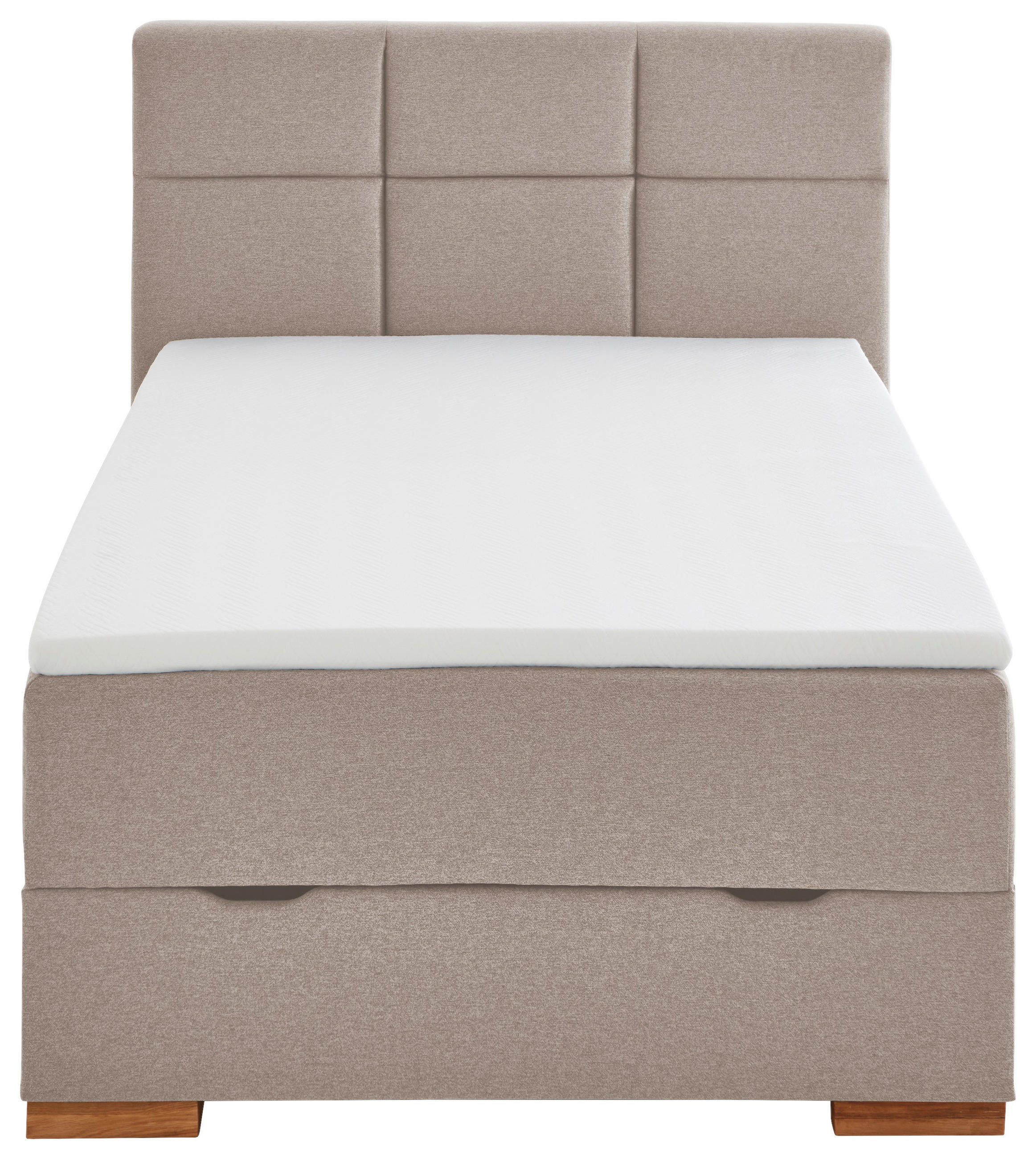 BOXSPRINGBETT 140/200 cm  in Taupe  - Taupe/Eichefarben, Basics, Holz/Textil (140/200cm) - home24