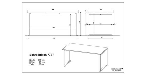 SCHREIBTISCH 160/80/75 cm  in Schwarz, Weiß  - Schwarz/Weiß, MODERN, Holzwerkstoff/Metall (160/80/75cm) - Novel